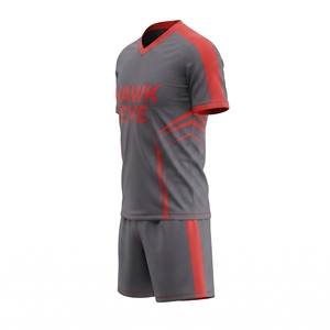 Ensemble maillot et short de football pour homme Hawk Eye, col en V, sublimé, 100 % polyester, évacuation de l'humidité, extensible dans quatre directions, respirant, athlétique - Product Image 2
