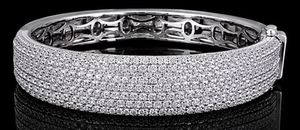 Orelia Luxe 925 Silver Gold Plated Moissanite <b>Freshwater</b> <b>Pearl</b> Eternity Band Cuff <b>Bracelet</b> Brilliant Cut Pave Setting Gift - Product Image 3