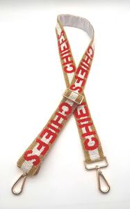 Chiefs Beaded Purse Strap Gold Stripe Adjustable <b>Bag</b> Strap Game Day Gift For Her <b>Camera</b> Strap - Product Image 4