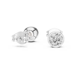 Pendientes con Diamantes Cultivados en Laboratorio de Corte Redondo de 0.5CT, Engastados en Oro Rosa de 18K, para Mujer, Regalo de Compromiso, Boda, San Valentín, Uso Diario - Product Image 5