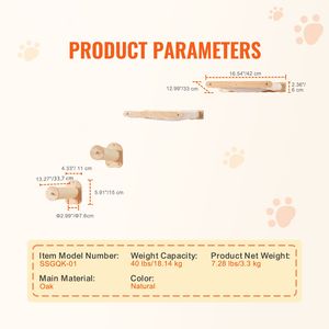 Mensole da Parete per Gatti, Set di Mobili per Gatti con Posti di Salto e Amache per Arrampicata, Capacità 40 Libbre - Product Image 4