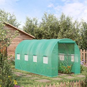 Serra a tunnel walk-in 15FT X 7FT X 7FT con telaio in acciaio, porta a zip scorrevole e finestre, copertura in PE per fiori da giardino - Product Image 2