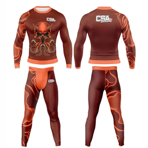Vêtements de compression respirants pour hommes, vente en gros directe d'usine, design personnalisé, impression numérique par transfert thermique, ensemble de rashguard MMA - Product Image 1