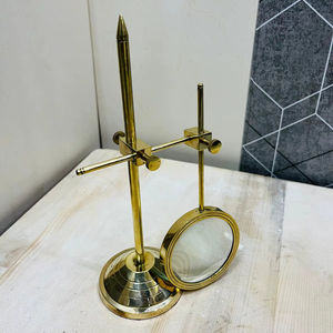 Loupe de bureau vintage en laiton réglable avec support à bras croisé |   Loupe d'inspection d'antiquités - Product Image 5