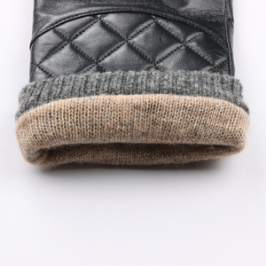 Gants de conduite en cuir de mouton noir pour homme, équipement d'extérieur tendance pour le quotidien, les fêtes et les voyages, avec doublure en laine - Product Image 6