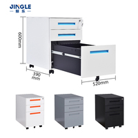 Meuble de rangement mobile métallique verrouillable à 3 tiroirs, armoire de classement mobile pour bureau et maison