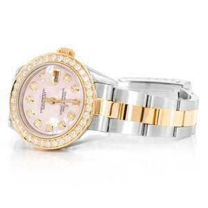 Montre de luxe en moissanite avec cadran rose, bicolore or et argent, automatique mécanique en acier inoxydable, style hip-hop - Product Image 5