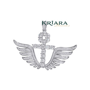 Moissanite <b>Angel</b> Wings Pendant 925 Silver 18K Gold Plated Round Brilliant Cut Unisex Luxury Everyday Wear - Product Image 3