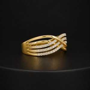 Bague de luxe en or massif 14 carats avec diamants de laboratoire taille ronde multi-rangs, idéale pour mariage, fête, ou comme cadeau pour elle - Product Image 5