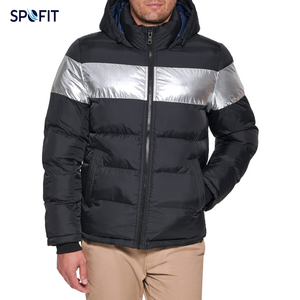 SPOFIT <b>Top</b> Selling <b>Men</b> Winter Coated Puffer Jacket Front Custom Logo Stand Collar <b>Hooded</b> Waterproof Breathable Windproof Plaid - Product Image 2