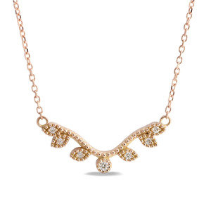 Collar con Colgante Floral en Oro Rosa y Barra de Diamantes Cultivados en Laboratorio - Product Image 1