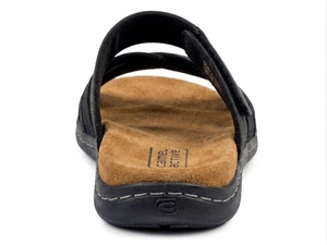 Sandales à enfiler en cuir véritable noir pour femme, à bout ouvert, avec semelle intermédiaire en EVA amortie, respirantes, tendance, semelle extérieure en caoutchouc - Product Image 3