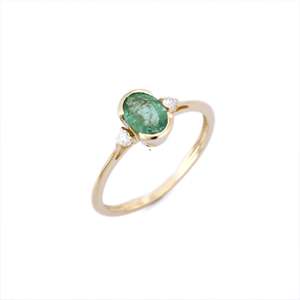 14K Yellow Gold Emerald Moissanite Wedding Ring for Women - Product Image 3