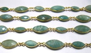 EMINENT JEWEL N ARTS Chaîne connectrice en amazonite naturelle de forme irrégulière, coupée au laser, plaquée or, modèle BD934, vendu - Product Image 3