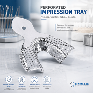 Plateaux d'empreinte dentaire Premium en acier inoxydable, supérieurs et inférieurs, en forme de U, autoclavables, certifiés CE, couleur argent - Product Image 1