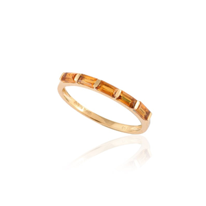 18K Gold <b>Citrine</b> Baguette Birthstone <b>Ring</b> with Bezel Setting - Product Image 3