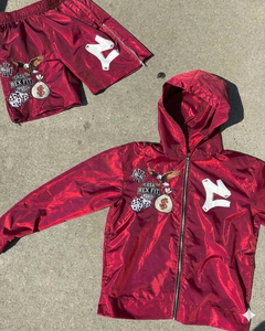 New Fashion <b>Women</b> Solid Color Sportswear 2 Piece Set Long Sleeve Zipper <b>Jacket</b> and Shorts Casual Windbreaker Set - Product Image 6