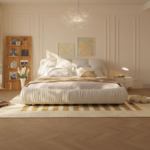 Letto King Size di Lusso Imbottito con Schienale Oversize, Struttura in Legno Massello per Diverse Altezze - Product Image 4