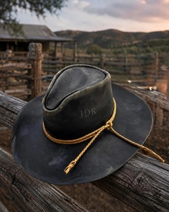 Custom Genuine Leather Cowboy <b>Hat</b> Wide Brim Embossed Monogram Outdoor <b>Western</b> Ranch Riding <b>Hat</b> Unisex Adult Spring Autumn - Product Image 1