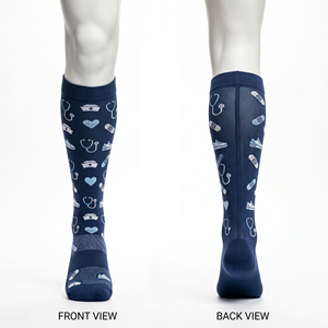 Premium 220 GSM Breathable Nylon Spandex Scrub <b>Socks</b> Black Compression Fit Custom Jacquard Logo Uniforms - Product Image 6