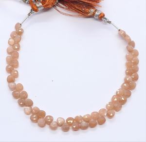 Perles de pierre de lune pêche naturelle facettées en forme de cœur pour la fabrication de bijoux, perles de pierre de lune pêche facettées en forme de cœur de 5 mm, grossiste - Product Image 3