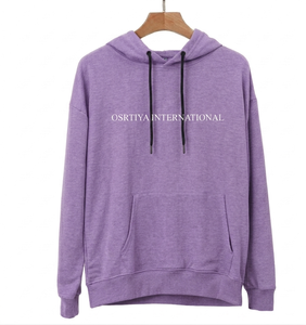 Double Sided Cotton Hooded Sweatshirt Breathable Summer Knitted Long Sleeved with Front Logo <b>Combed</b> Cotton - Product Image 5