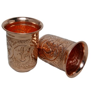 Pure Copper Glass <b>Set</b> for Adults-Leak Proof <b>Mug</b> <b>Set</b> with Hinged Cap Dishwasher Safe Reusable Solid Pattern for Home & Office Use - Product Image 1