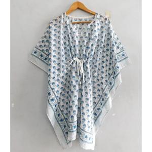 ชุดเดรสผ้าฝ้ายทำมือรักษ์โลก พิมพ์ลายบล็อก สไตล์โบฮีเมียน คลุมชายหาด ทรงหลวม ใส่สบาย เหมาะสำหรับฤดูร้อน ชุดลำลองสำหรับผู้หญิง เอวธรรมชาติ - Product Image 1