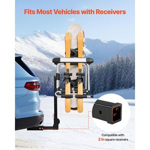 Portasci e Portasnowboard da Montare sul Gancio Traino, Compatibile con Ricevitore da 2 Pollici, Capacità di Trasporto fino a 6 Paia di Sci e 4 Snowboard - Product Image 3
