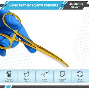 ชุดคีมหนีบหลอดเลือดแบบโค้งและตรง ยี่ห้อ Full Gold Halsted Mosquito Forceps ขนาด 5 นิ้ว รุ่น DC-S-9 ได้รับการรับรองมาตรฐาน CE รับประกัน 1 ปี - Product Image 3