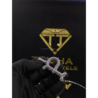 Pendentif Hip Hop de luxe en argent sterling 925 avec breloque lettre personnalisée et diamant de laboratoire, par Trisha Jewels