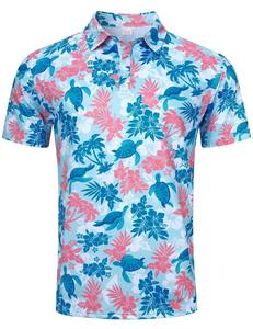 Polo de golf pour homme de haute qualité avec imprimé palmier, manches courtes, tricoté en polyester, confortable, respirant et à séchage rapide - Product Image 4