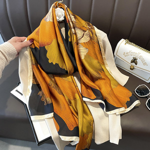 OEM High Quality Breathable Satin <b>Silk</b> Square Shawl for Women Stretchy Scarf Multi-Functional Casual for Autumn - Product Image 5