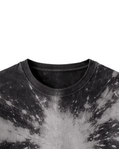 Camiseta Negra Gris Tie Dye para Hombre, Cuello Redondo, Manga Corta, Algodón, Estilo Casual Urbano, Lavado Vintage, Personalizada, OEM, Proveedor Mayorista de Camisetas - Product Image 4