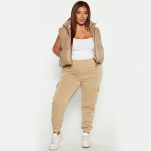 Pantalon de survêtement pour femme, taille mi-haute, coupe droite, en coton bouclette respirant, longueur intégrale, décontracté pour l'hiver - Product Image 3