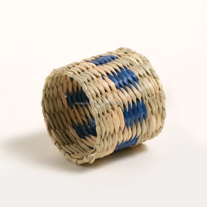 Servilleteros Vintage Seagrass para decoración del banquete de boda tejidos a mano ecológicos duraderos accesorios de mesa de restaurante suministrados - Product Image 5