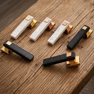 Juego de Manijas para Puerta de Entrada de Mármol Auténtico |   Puerta Principal de Acero Inoxidable de Primera Calidad con Acabado PVD Negro Grafito Antiguo para Dormitorio u Oficina - Product Image 3