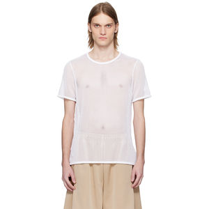 T-shirt en mesh blanc de qualité supérieure pour homme, manches courtes, épaules tombantes, col rond, pour sport, gym, entraînement, adulte, avec option OEM. - Product Image 1
