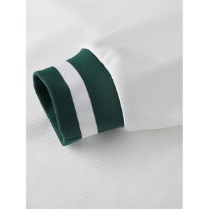 <b>White</b> <b>V</b>-<b>Neck</b> Knit Pullover With Green <b>V</b> Embroidery Long Sleeve Preppy Style Women's <b>Sweater</b> 100% Cotton Regular Fit - Product Image 5