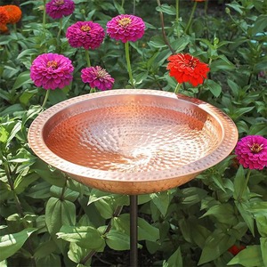 Nouveau Bain d'oiseaux en cuivre martelé de luxe, élégant, résistant aux intempéries, imperméable, fait main, décoration de jardin moderne, support pour oiseaux - Product Image 4