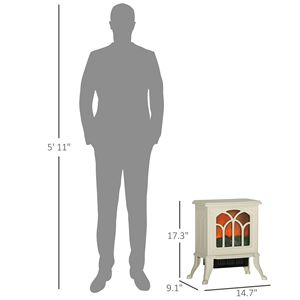 Caminetto Elettrico Indipendente 750W/1500W Beige con Effetto Fiamma e Tronchi Realistici - Categoria Prodotto: Caminetti Elettrici - Product Image 3