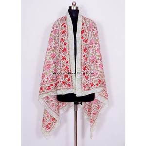 Pareo de algodón 100% con estampado de bloques, hecho a mano, rectangular, para cubrir el bikini, pañuelo y bufanda estampada, ropa de playa al por mayor - Product Image 4