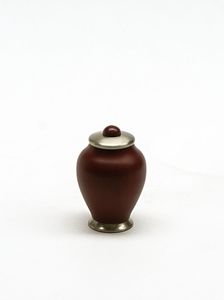 Urna Funeraria de Metal Marrón con Tapa, Urna Funeraria Contemporánea para Mesa, para Cenizas Humanas - Product Image 1