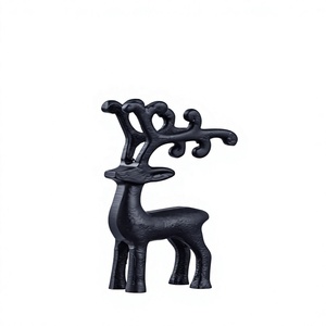 Sculpture de renne en métal noir moderne, artisanat, décoration de Noël, figurine de cerf festive d'intérieur, centre de table - Product Image 1