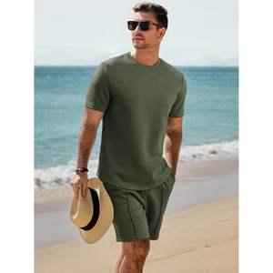 2025 hommes décontracté 2 pièces tenue à manches courtes T-Shirt Shorts imprimé brodé été plage vacances salon ensembles d'entraînement - Product Image 4
