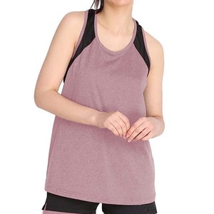 Camiseta sin mangas de punto transpirable de color liso para mujer, cuello redondo, estilo deportivo, 100% poliéster, chaleco sin mangas, longitud regular - Product Image 1