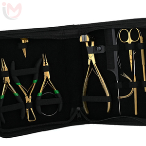 Kit d'outils pour extensions de cheveux : pinces métalliques, ciseaux, aiguille à crochet OU pinces pour extensions adhésives et micro-perles - Product Image 4