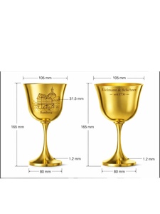 Luxury Handcrafted Stainless Steel <b>Goblet</b> - Vintage Style PVD Gold Chalice for Wedding & Communion - Product Image 6