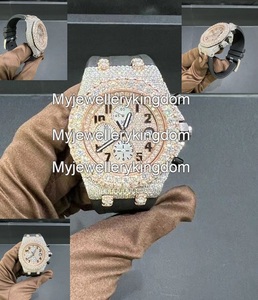 Reloj de Lujo para Hombre, Completamente Adornado con Moissanita, Personalizado, de Acero Inoxidable, Estilo Hip Hop, con Diamantes y Visualización de Fecha - Product Image 1