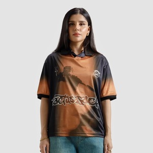 เสื้อยืดพิมพ์ลายซับลิเมชั่นคุณภาพสูงสำหรับผู้ชาย สั่งทำได้ คอวีทรงโอเวอร์ไซส์ เสื้อยืดยูนิเซ็กซ์ พิมพ์ลายโลโก้แบบพัฟ ผ้าเจอร์ซีย์น้ำหนักเบา - Product Image 2